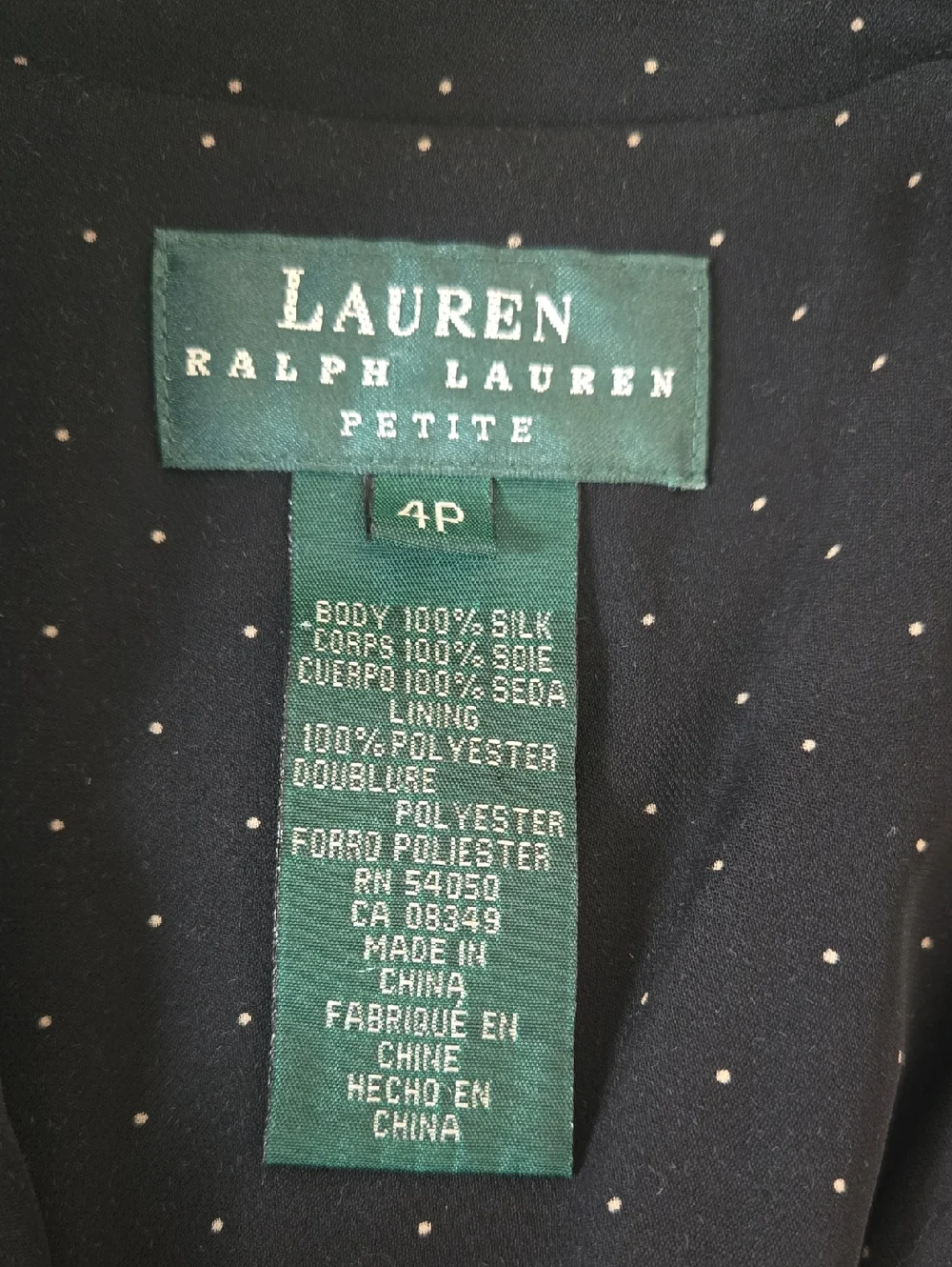 Ralph Lauren Silk Polka Dot Dress Midi Classic Preppy Petite 4P 90s Inspired - Picture 7 of 10